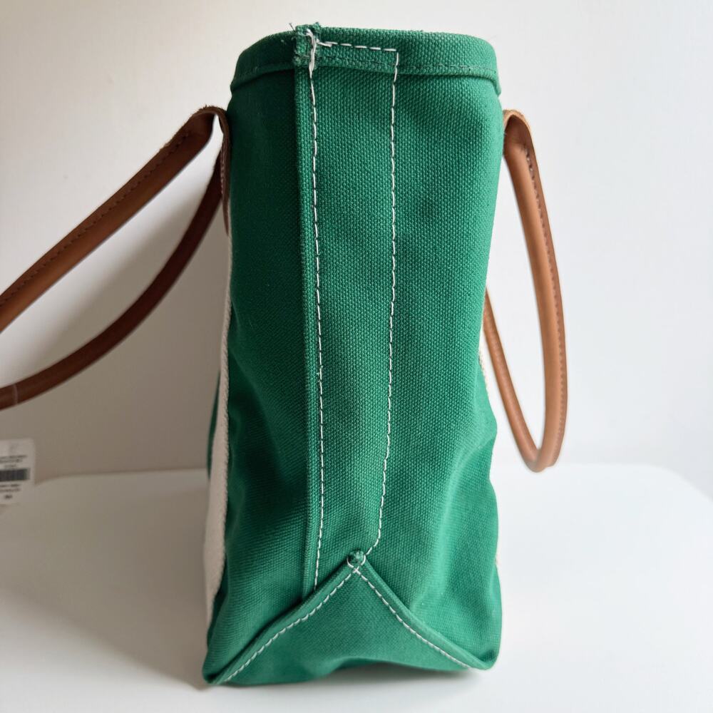 NWT L.L.Bean Green Tricolor Monogram S Leather-Handle Katahdin Boat and Tote Bag - Picture 4 of 10